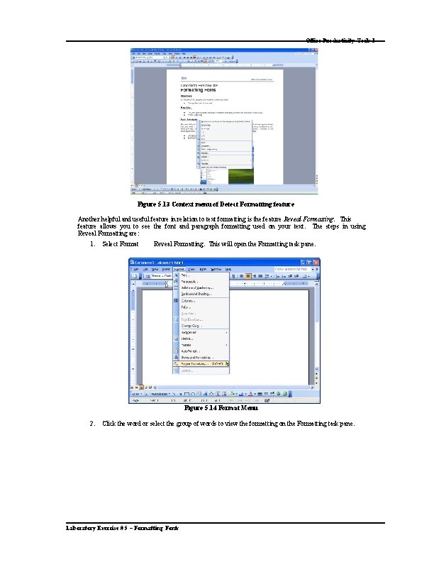 Office Productivity Tools 1 Figure 5. 13 Context menu of Detect Formatting feature Another