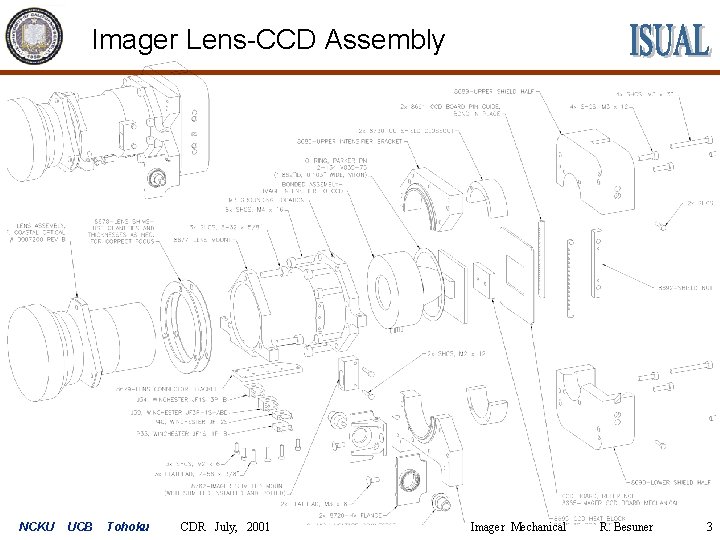 Imager Lens-CCD Assembly NCKU UCB Tohoku CDR July, 2001 Imager Mechanical R. Besuner 3