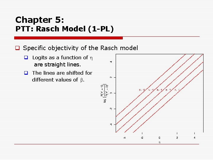 Chapter 5: PTT: Rasch Model (1 -PL) q Specific objectivity of the Rasch model