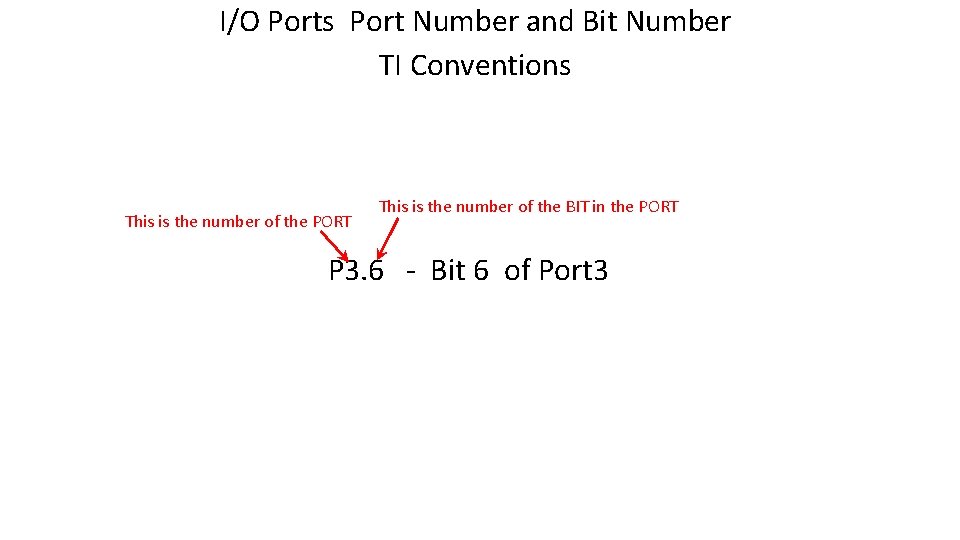 I/O Ports Port Number and Bit Number TI Conventions This is the number of I/O Ports Port Number and Bit Number TI Conventions This is the number of