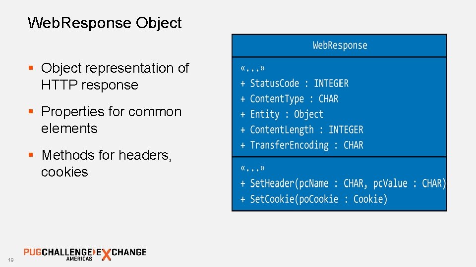 Web. Response Object § Object representation of HTTP response § Properties for common elements