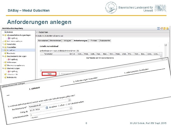 Bayerisches Landesamt für Umwelt DABay – Modul Gutachten Anforderungen anlegen 8 © Lf. U/