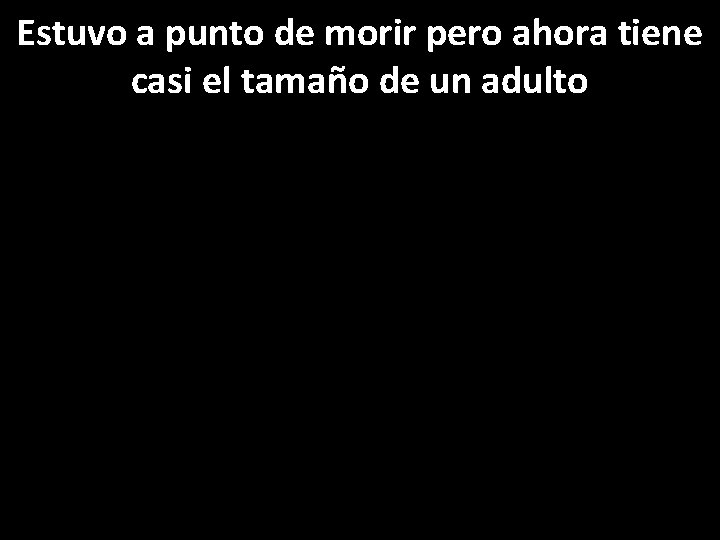 Estuvo a punto de morir pero ahora tiene casi el tamaño de un adulto