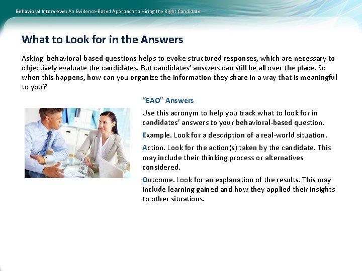 Behavioral Interviews: An Evidence-Based Approach to Hiring the Right Candidate What to Look for