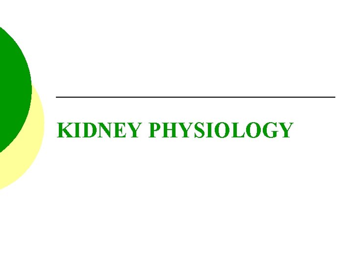 KIDNEY PHYSIOLOGY 