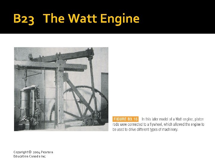 B 23 The Watt Engine Copyright © 2004 Pearson Education Canada Inc. 
