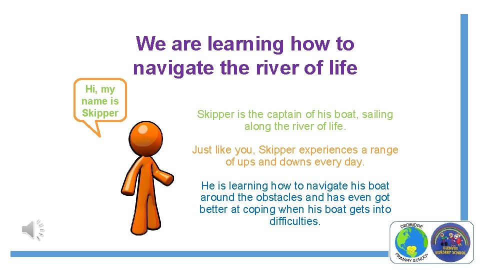 We are learning how to navigate the river of life Hi, my name is