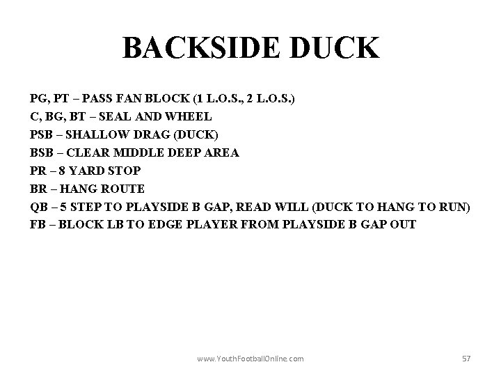 BACKSIDE DUCK PG, PT – PASS FAN BLOCK (1 L. O. S. , 2