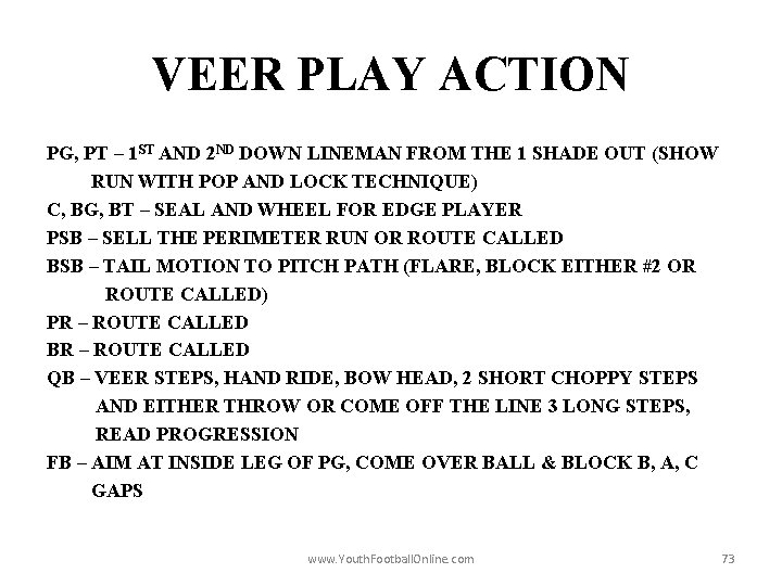 VEER PLAY ACTION PG, PT – 1 ST AND 2 ND DOWN LINEMAN FROM