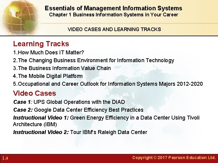 Essentials of Management Information Systems Chapter 1 Business Information Systems in Your Career VIDEO