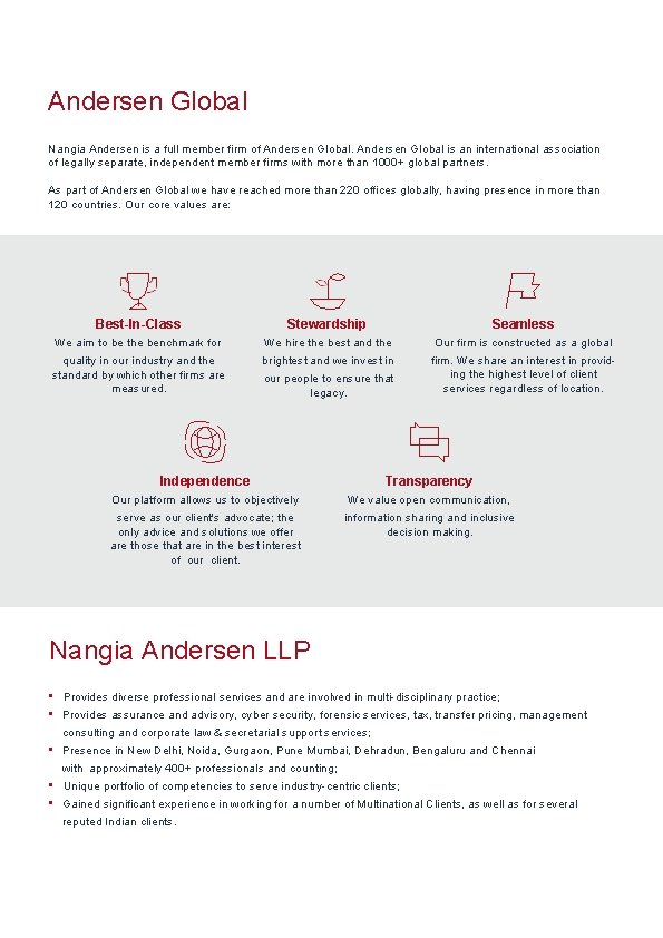 Andersen Global Nangia Andersen is a full member firm of Andersen Global is an