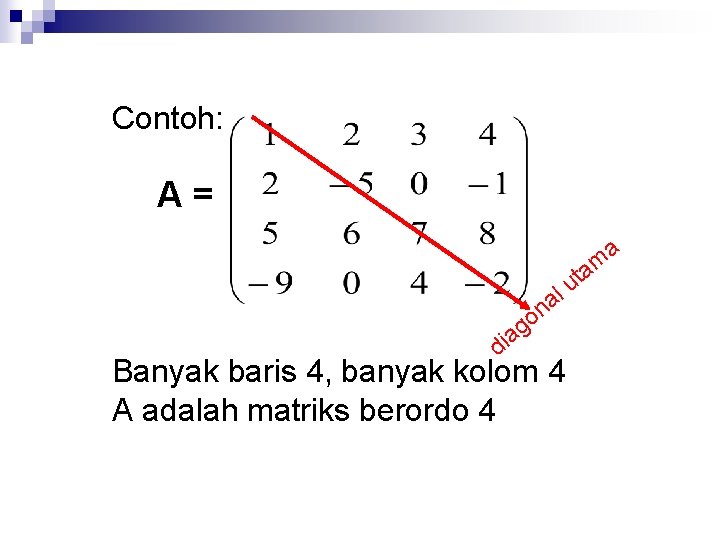 Contoh: A= a am t u l a n o g a di Banyak