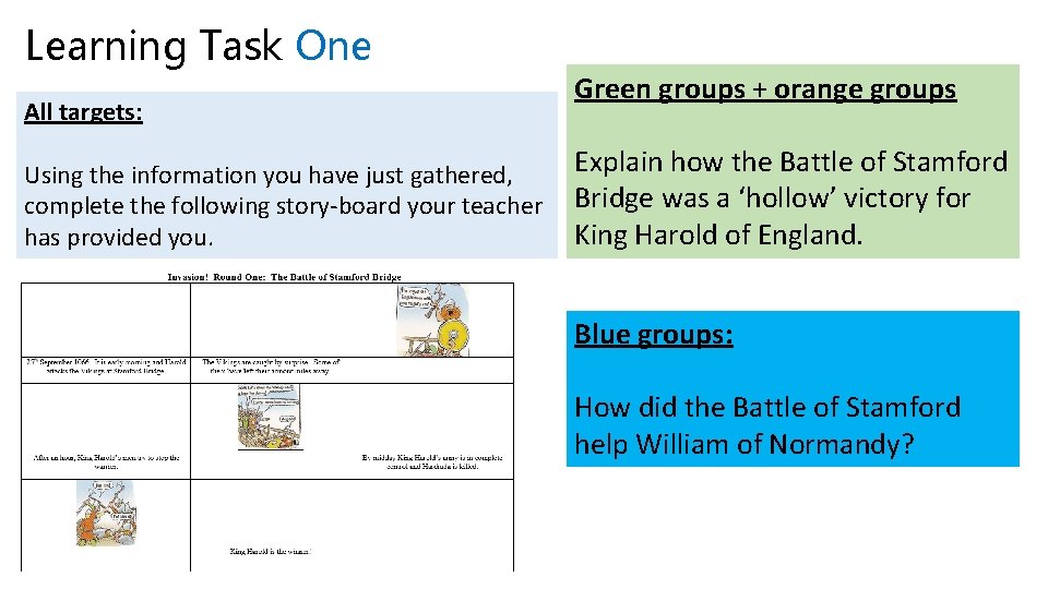 Learning Task One All targets: Using the information you have just gathered, complete the Learning Task One All targets: Using the information you have just gathered, complete the