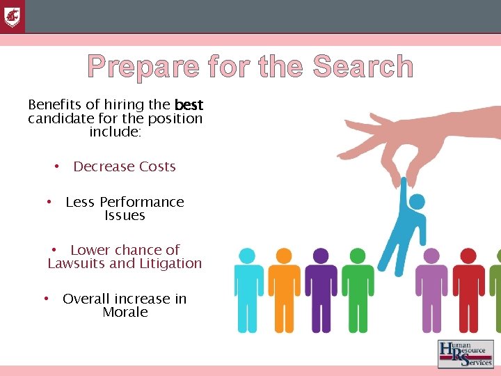 Prepare for the Search Benefits of hiring the best candidate for the position include: