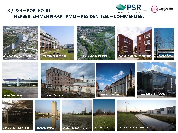 3 / PSR – PORTFOLIO HERBESTEMMEN NAAR: KMO – RESIDENTIEEL – COMMERCIEEL 3. 3.