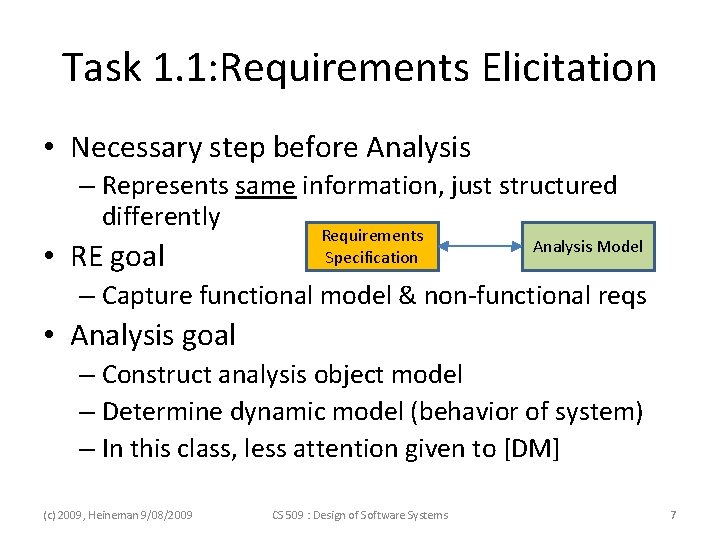 Task 1. 1: Requirements Elicitation • Necessary step before Analysis – Represents same information, Task 1. 1: Requirements Elicitation • Necessary step before Analysis – Represents same information,