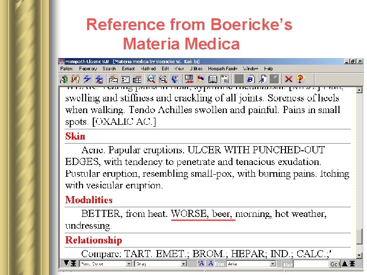 Reference from Boericke’s Materia Medica 