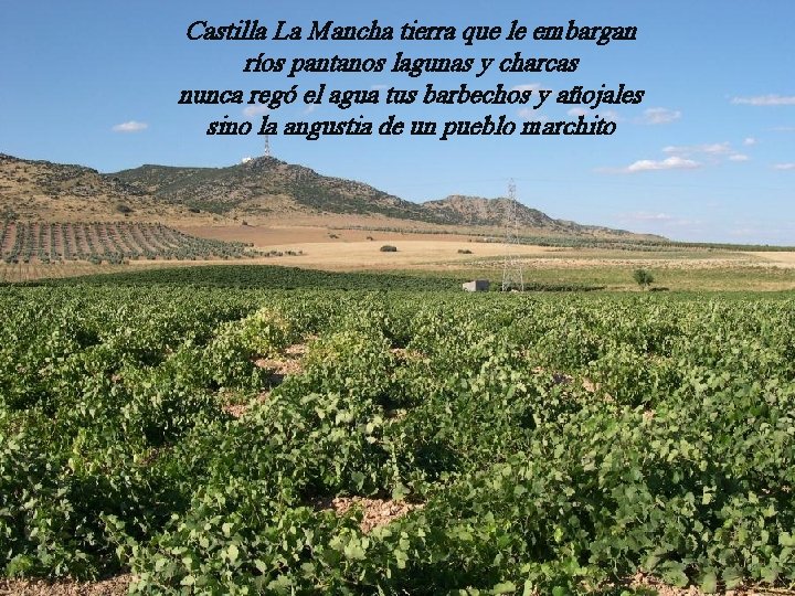 Castilla La Mancha tierra que le embargan ríos pantanos lagunas y charcas nunca regó