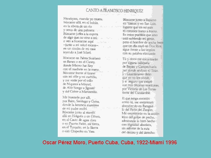 Oscar Pérez Moro, Puerto Cuba, 1922 -Miami 1996 