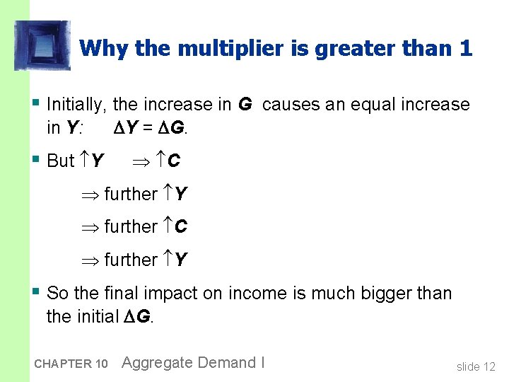 Why the multiplier is greater than 1 § Initially, the increase in G causes