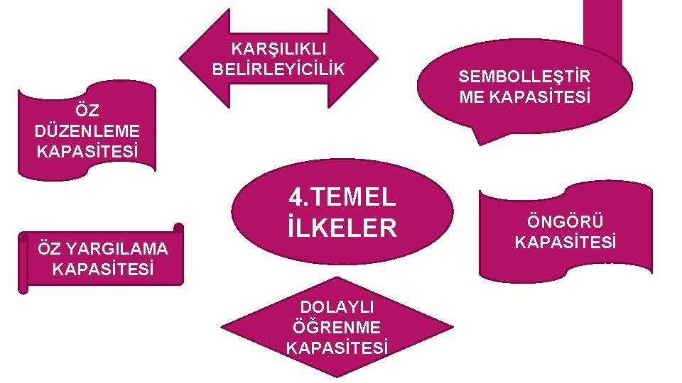 KARŞILIKLI BELİRLEYİCİLİK ÖZ DÜZENLEME KAPASİTESİ ÖZ YARGILAMA KAPASİTESİ 4. TEMEL İLKELER DOLAYLI ÖĞRENME KAPASİTESİ