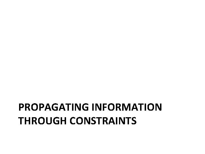 PROPAGATING INFORMATION THROUGH CONSTRAINTS 