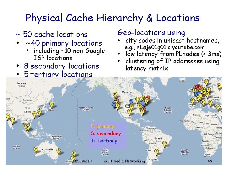 Physical Cache Hierarchy & Locations ~ 50 cache locations • ~40 primary locations Geo-locations