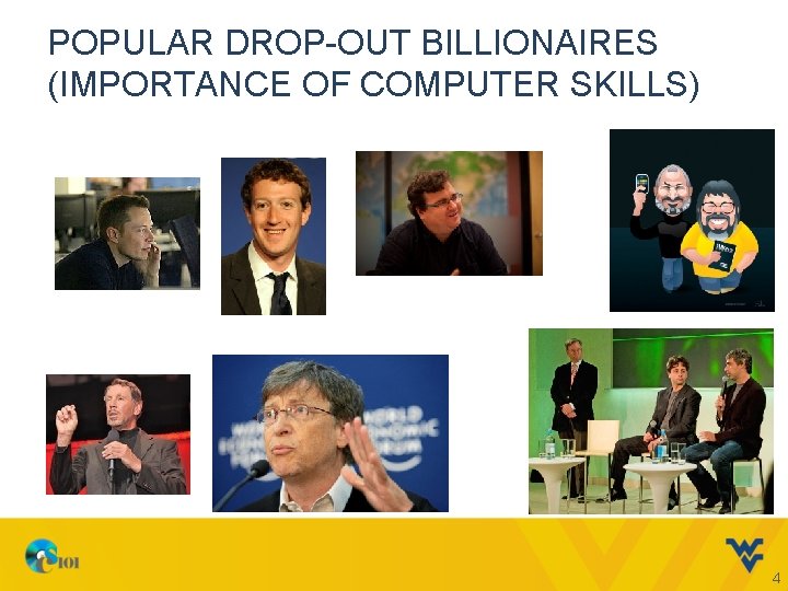 POPULAR DROP-OUT BILLIONAIRES (IMPORTANCE OF COMPUTER SKILLS) 4 