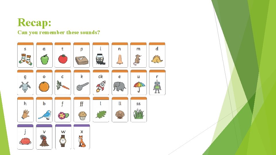 Recap: Can you remember these sounds? 