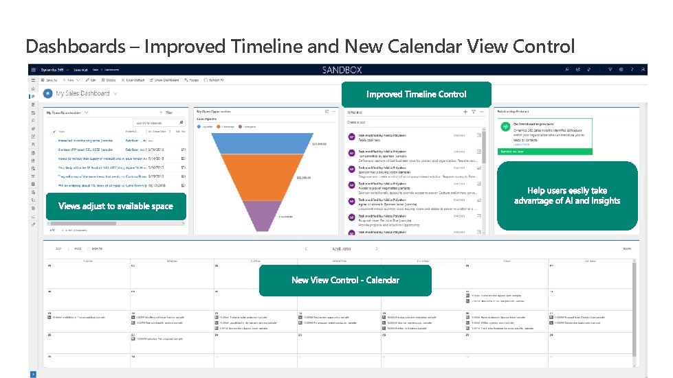 Dashboards – Improved Timeline and New Calendar View Control 