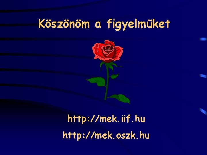 Köszönöm a figyelmüket http: //mek. iif. hu http: //mek. oszk. hu 