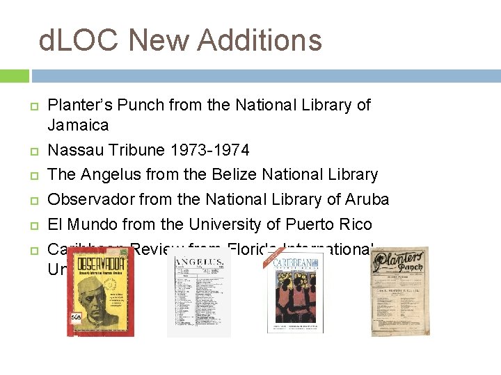 d. LOC New Additions Planter’s Punch from the National Library of Jamaica Nassau Tribune