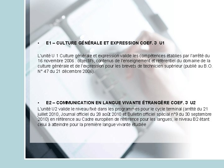  • E 1 – CULTURE GÉNÉRALE ET EXPRESSION COEF. 3 U 1 L’unité