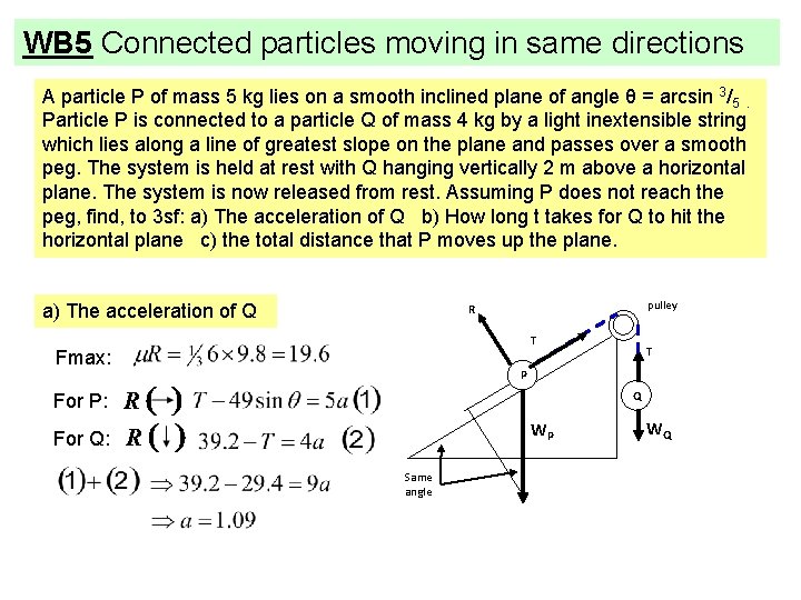 WB 5 Connected particles moving in same directions A particle P of mass 5