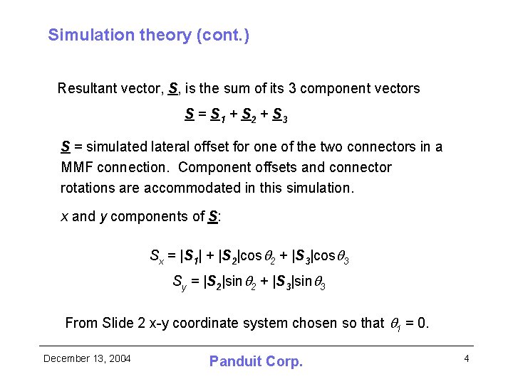 Simulation theory (cont. ) Resultant vector, S, is the sum of its 3 component