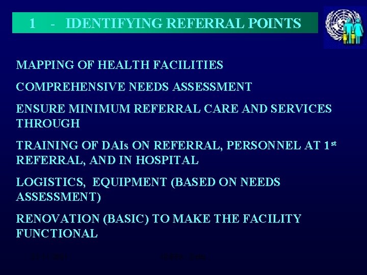 1 - IDENTIFYING REFERRAL POINTS MAPPING OF HEALTH FACILITIES COMPREHENSIVE NEEDS ASSESSMENT ENSURE MINIMUM
