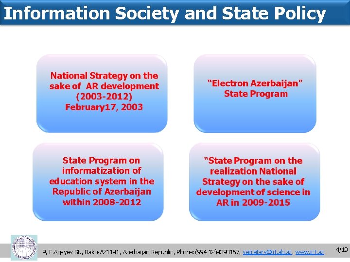 Information Society and State Policy State Program on informatization of education system in the