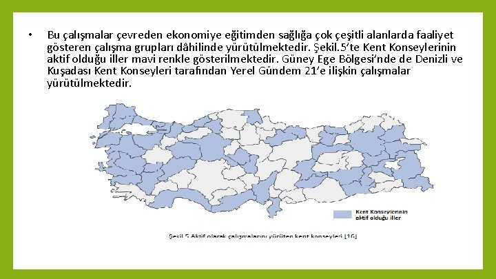  • Bu çalışmalar çevreden ekonomiye eğitimden sağlığa çok çeşitli alanlarda faaliyet gösteren çalışma