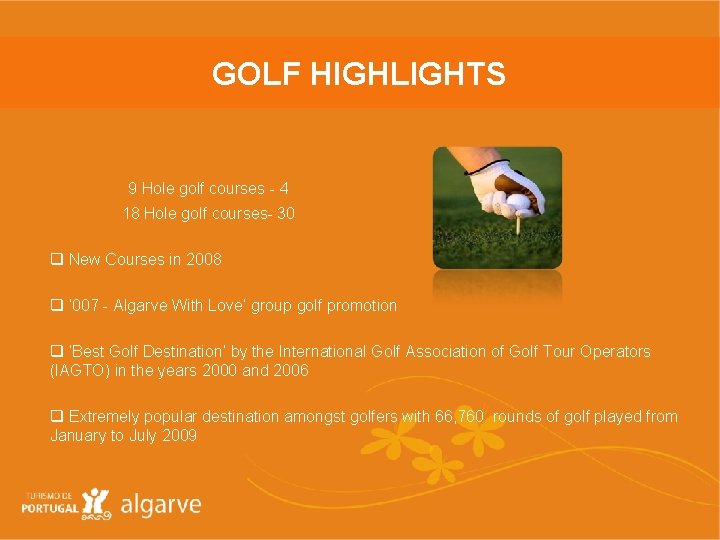 GOLF HIGHLIGHTS 9 Hole golf courses - 4 18 Hole golf courses- 30 q