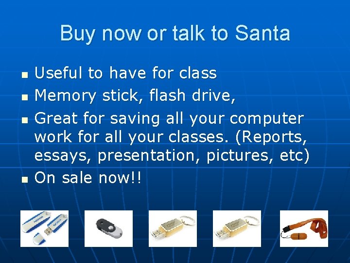 Buy now or talk to Santa n n Useful to have for class Memory