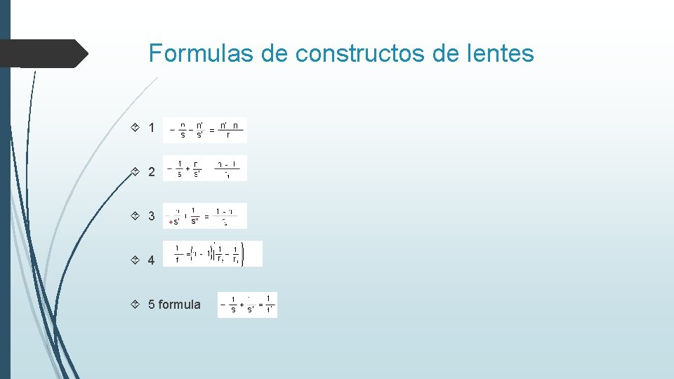Formulas de constructos de lentes 1 2 3 4 5 formula 