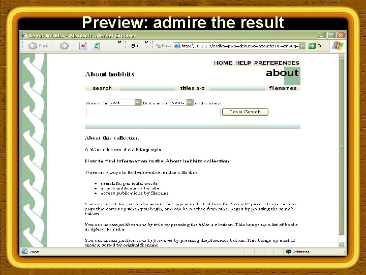 Preview: admire the result 