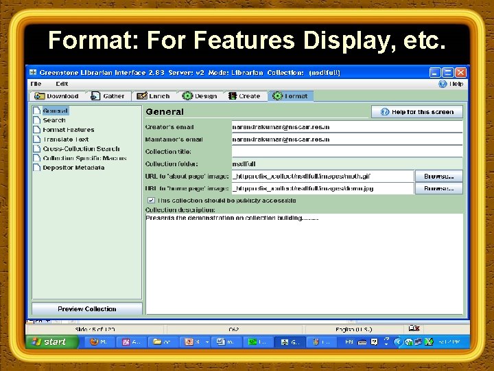 Format: For Features Display, etc. 