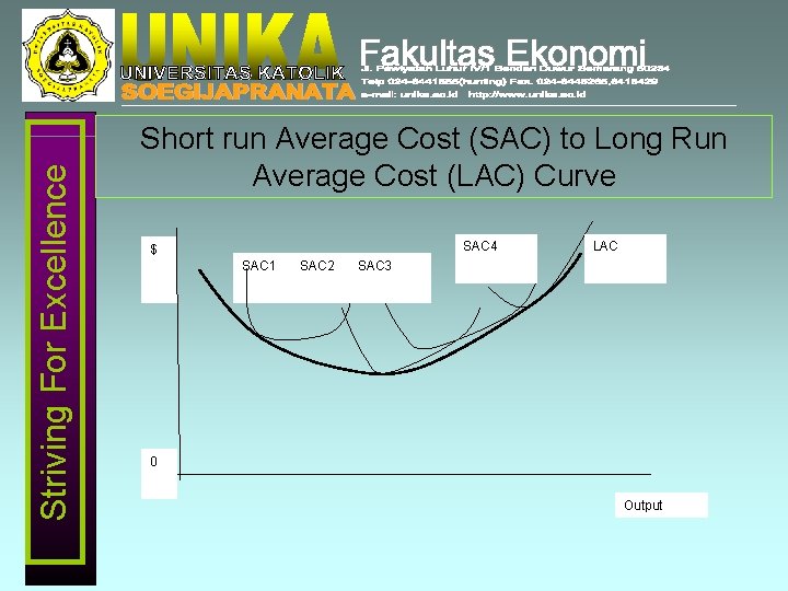 Striving For Excellence Short run Average Cost (SAC) to Long Run Average Cost (LAC)