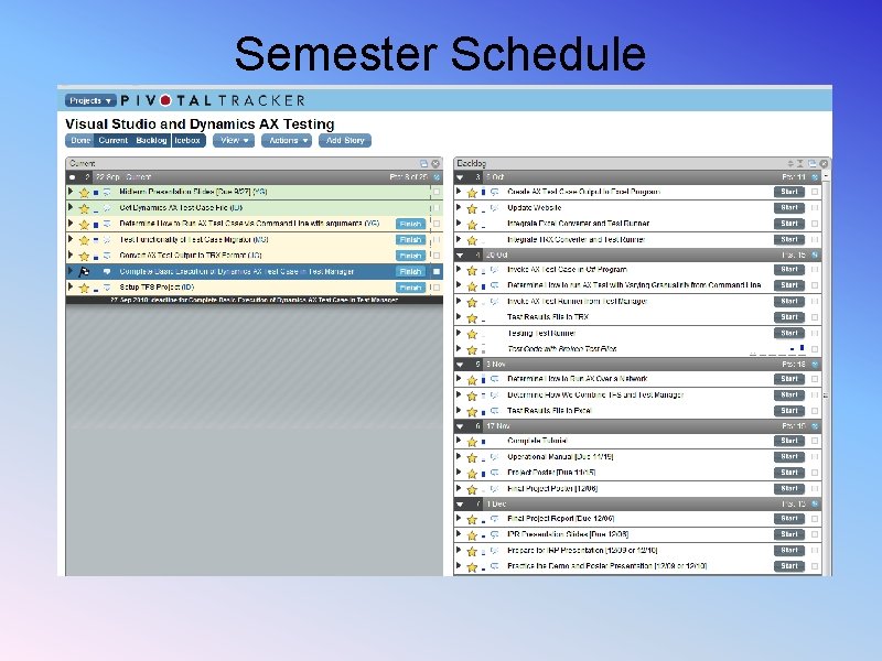 Semester Schedule Semester Schedule