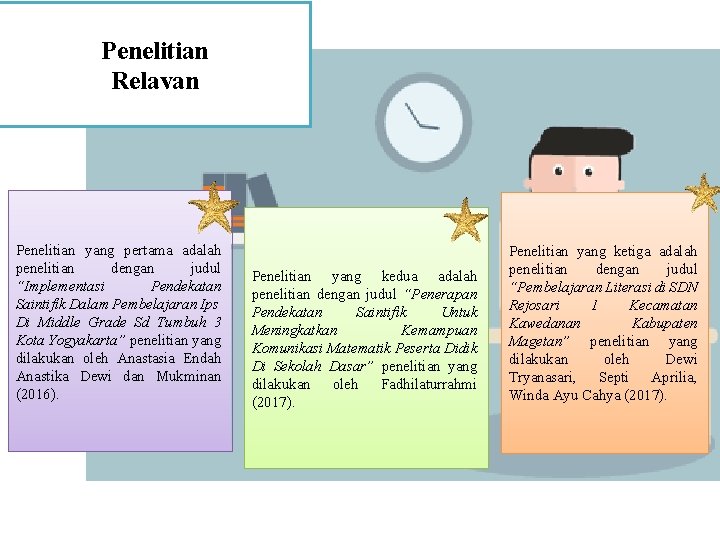 Penelitian Relavan Penelitian yang pertama adalah penelitian dengan judul “Implementasi Pendekatan Saintifik Dalam Pembelajaran