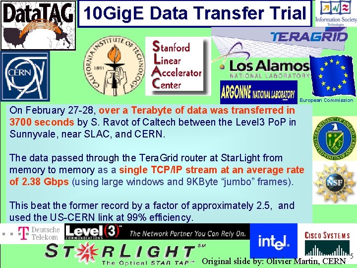 10 Gig. E Data Transfer Trial European Commission On February 27 -28, over a