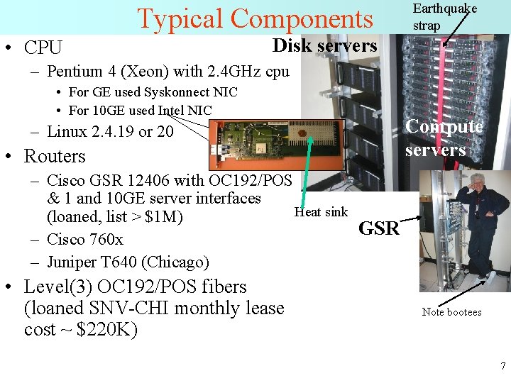 Typical Components • CPU Earthquake strap Disk servers – Pentium 4 (Xeon) with 2.