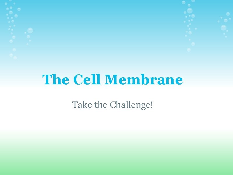 The Cell Membrane Take the Challenge!  The Cell Membrane Take the Challenge!