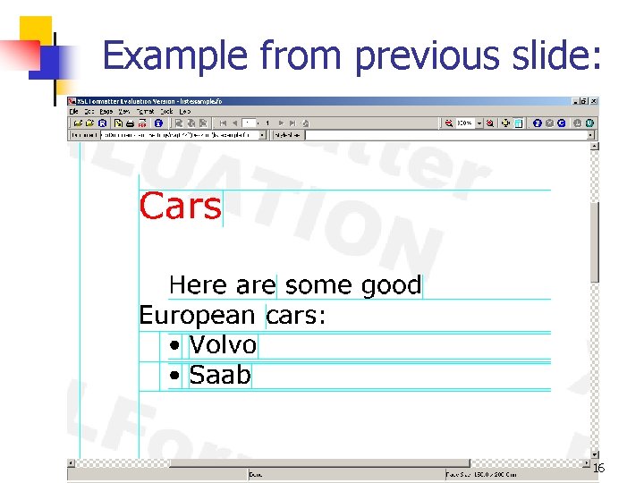 Example from previous slide: 16 